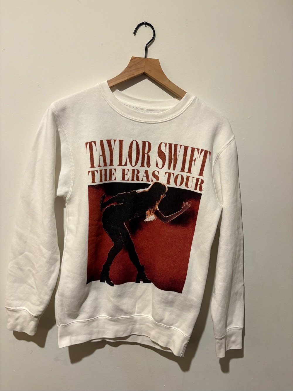 Taylor Swift White Crewneck with Red & Black Tour Graphic